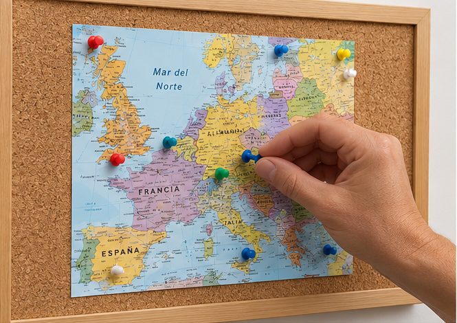 Mappa su sughero incorniciata · 92 cm