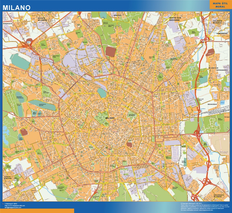 mappa Milano | Mappe Murali dei Paesi del Mondo
