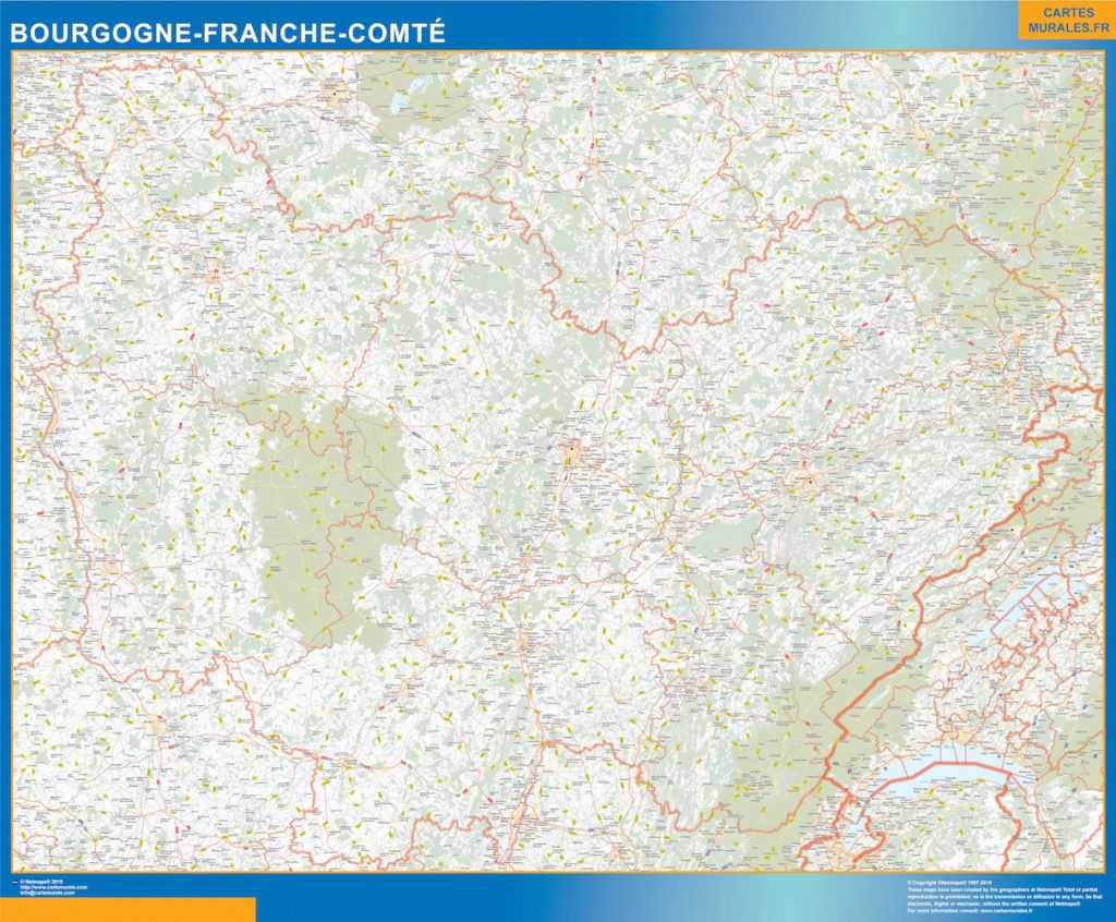 Mappa della regione Borgogna-Franca Contea, Francia Mappa della regione Borgogna-Franca Contea, Francia