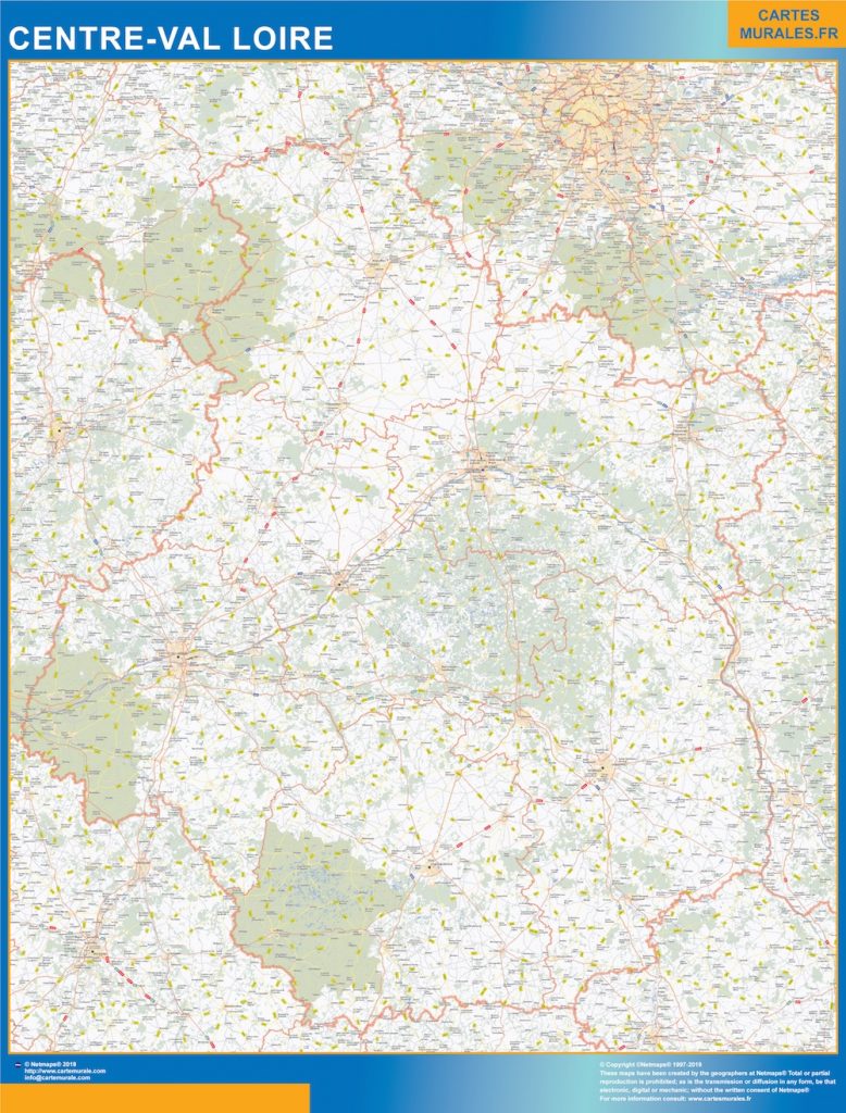 Mappa della regione Centro-Valle della Loira, Francia Mappa della regione Centro-Valle della Loira, Francia